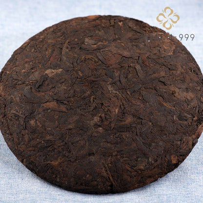 357g Ripe Pu'er Yunnan Menghai Ba Nian Chen Yun Qi Zi Compressed Tea Cake