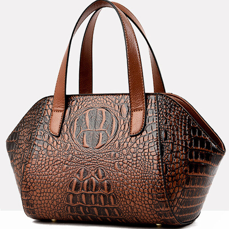 Women's Leather Crocodile Handbags Satchel Tote Sling Shoulder Bag Crossbody Bag