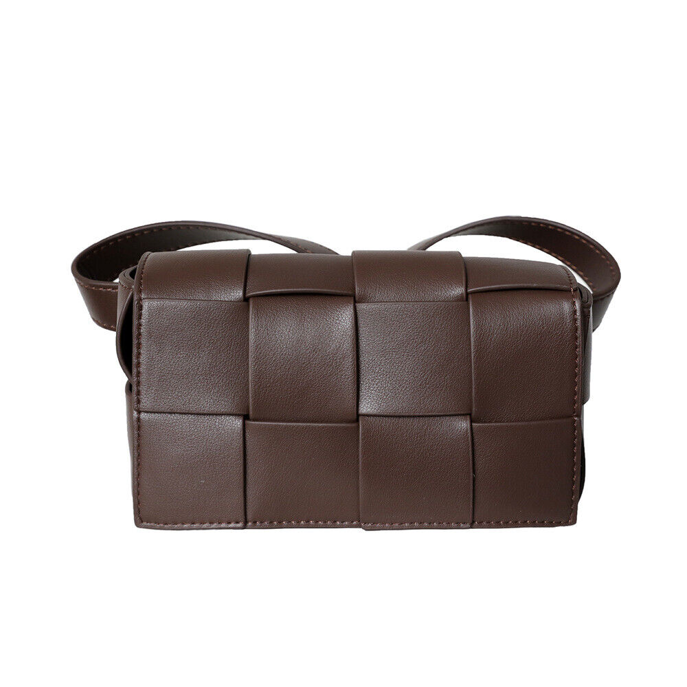 Mini Woven Real Leather Belt Bag Crossbody Sling Fanny Waist Pack Chain Clutch