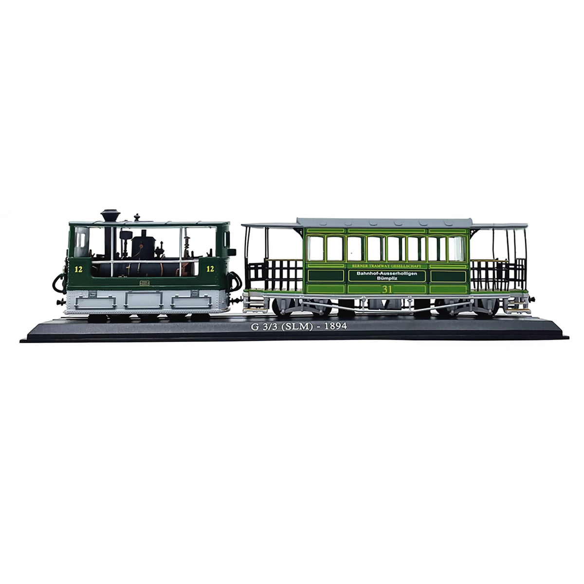 1:87 20cm 1894 Swiss G3-3 Rail Tram Vintage Steam Locomotive Plastic Model Tram