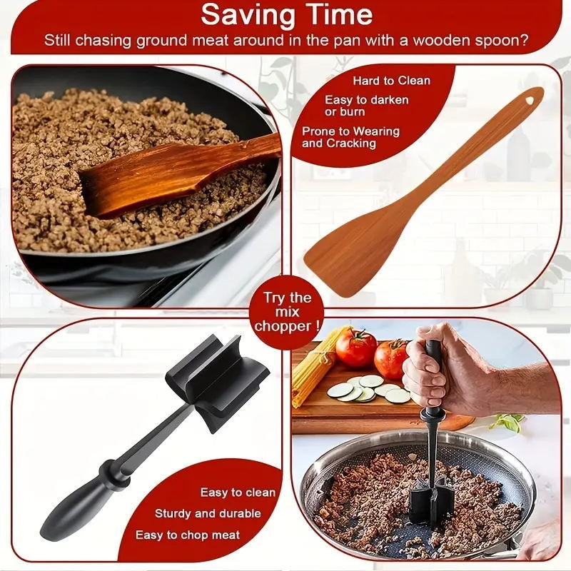 Meat Hamburger Chopper Heat Resistant Utensil Ground Beef Potato Masher Spatula