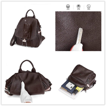 Genuine Leather Backpack Anti Theft Vintage Style
