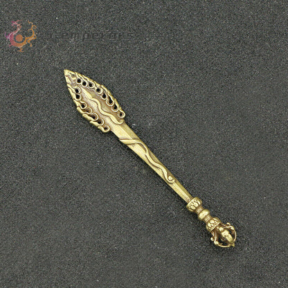 Curio Chinese Collection Bronze Buddhism Manjusri Wisdom Sword Small Statue