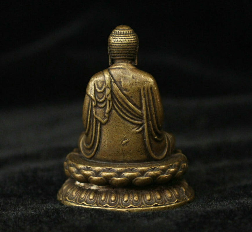 China Buddhism Brass Copper Seat Shakyamuni Amitabha Buddha Statue Sculpture