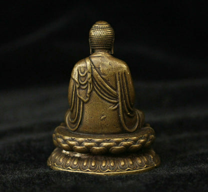 China Buddhism Brass Copper Seat Shakyamuni Amitabha Buddha Statue Sculpture