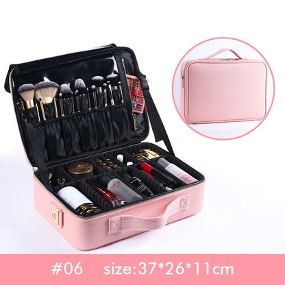 Professional Portable PU Makeup Case Travel Manicure 2 Layers Cosmetics Bags