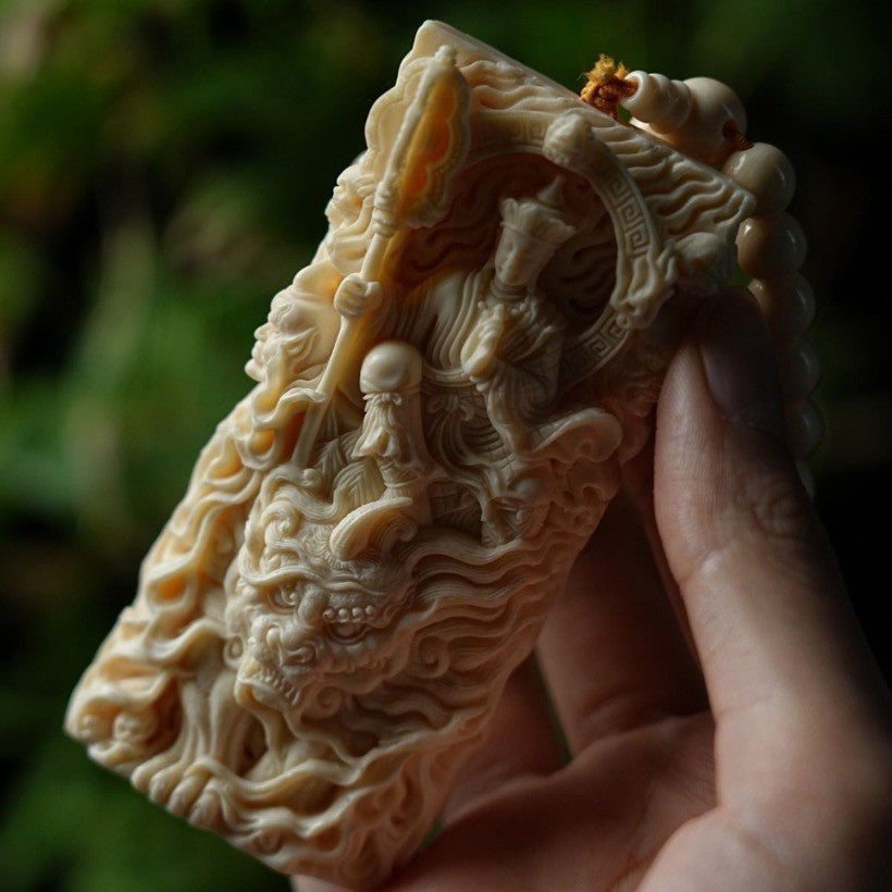 Hand-Carved Ksitigarbha Bodhisattva Pendant | Buddhist Spiritual Necklace