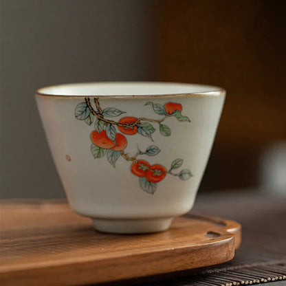 Ru Kiln Teacup Persimmon Ceramic Tea Cup Personal Single Cup Boutique Tea Set