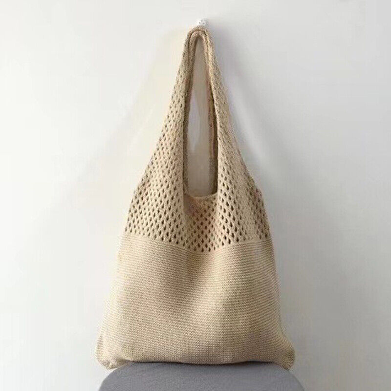 Large Capacity Totes Hollow Woven Shoulder Bag Knitted Handbags Crochet Braided