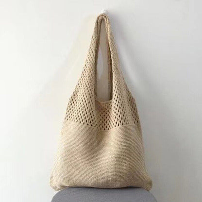 Large Capacity Totes Hollow Woven Shoulder Bag Knitted Handbags Crochet Braided