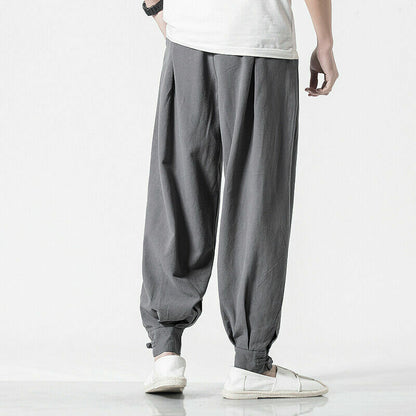 Men New Japanese Style Boho Sport Loose Fit Capri Long Baggy Hakama Pants size