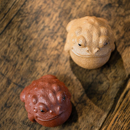 1pc Yixing Purple Clay Tea Pet Three-legged Golden Toad Ornaments Handmade Decor