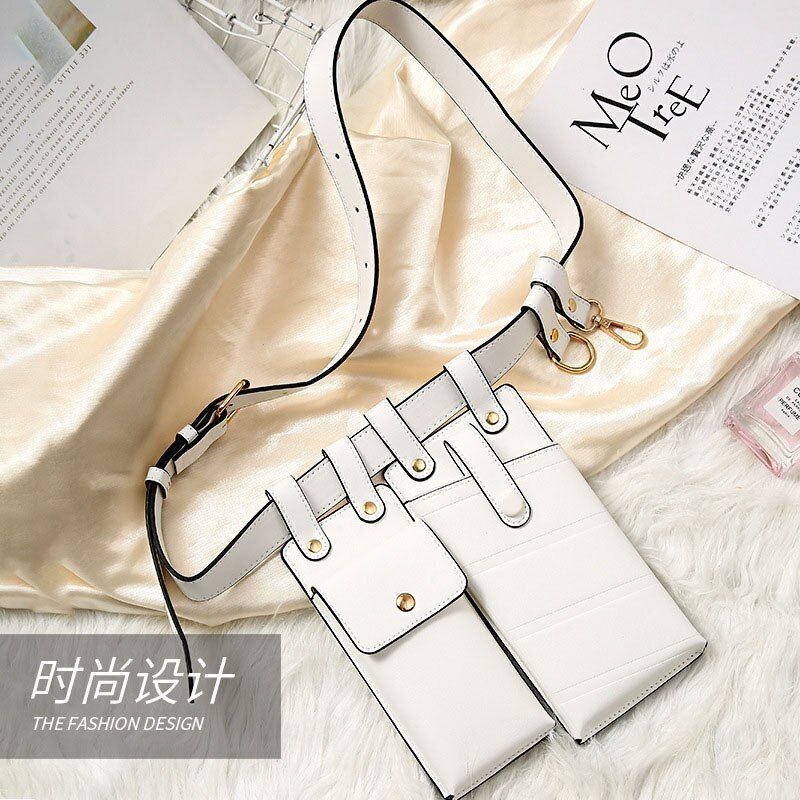 Women Fanny Pack Leather Belt Bag Waterproof Multi-pocket Waist Pack 17*10/13*10