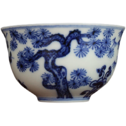 3.3" Collection Chinese Ming Blue-and-white Porcelain Ice Plum Blossom Cup
