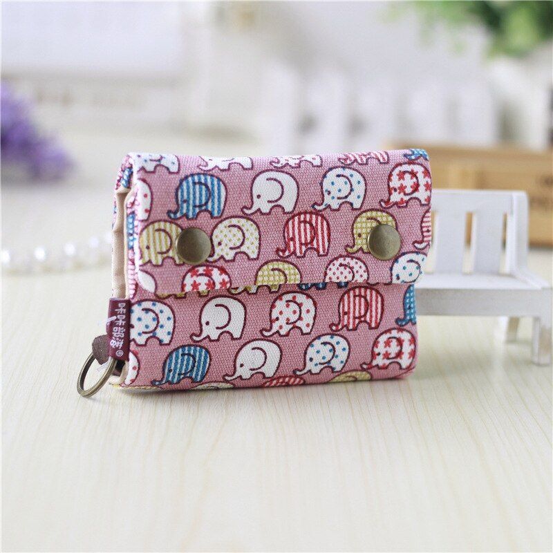 Handmade 3 Fold Fabric Wallet Short Zipper Purses Multi-function Bag Card Holder
