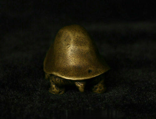 Chinese Luck Animal tortoise Turtle Statue Sculpture Folk Fengshui Brass Copper