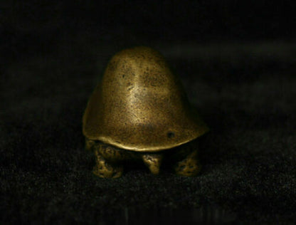 Chinese Luck Animal tortoise Turtle Statue Sculpture Folk Fengshui Brass Copper