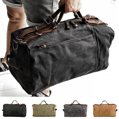 Vintage Water Resistant Wax Canvas Duffel Travel Overnight Weekend Gym Carry Bag