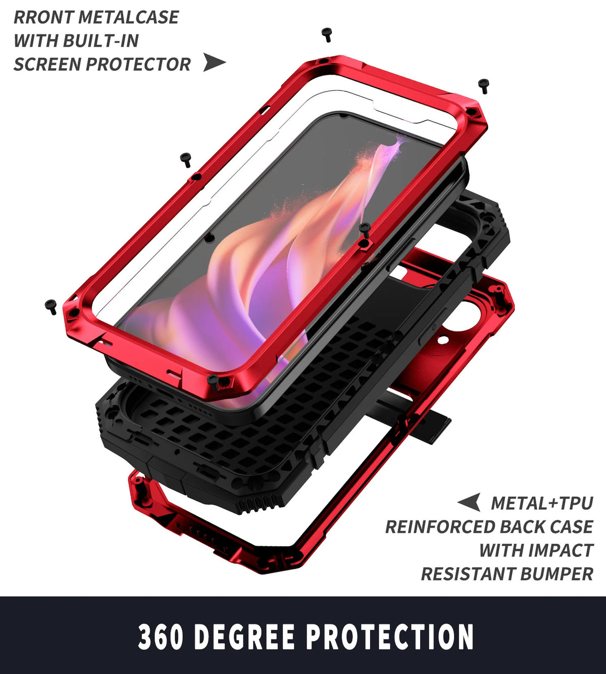 Full-Body Rugged Armor Aluminum Alloy Phone Case for iPhone 17 Pro Max/16/15