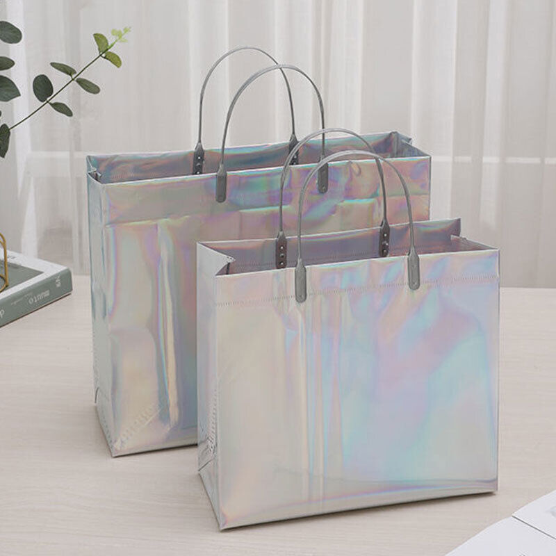 Reusable Shopping Bags Waterproof Storage Bag PVC Laser Tote Shopping Bag Large