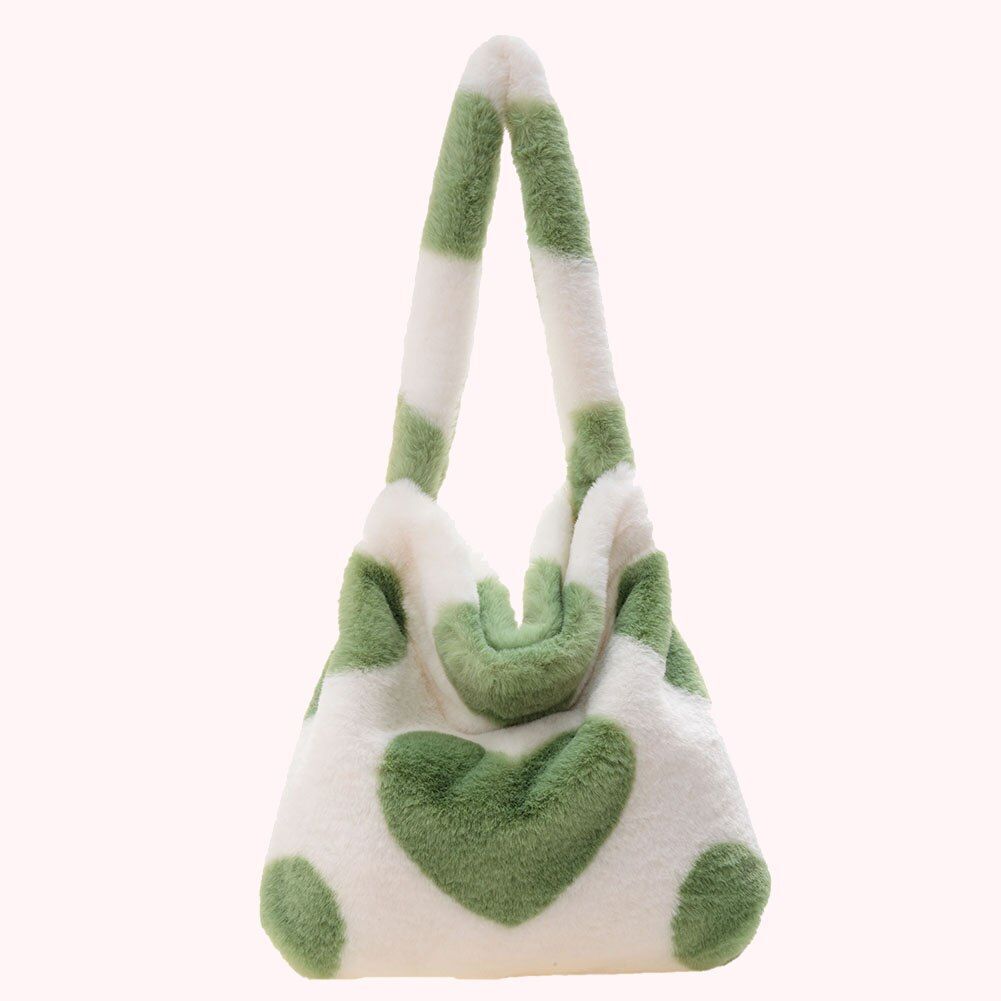 Flower Pattern Shoulder Bag Elegant Underarm Bag Faux Fur Handbag 30*20*5 CM 1PC