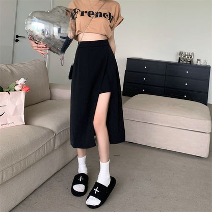 Women's Skirt High Waist Slimming Suit Summer New Irregular Mid-Length Skirt