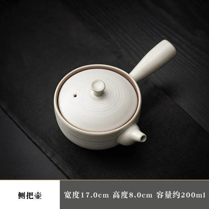 200ml Creative White Porcelain Side Handle Tea Pot Household Kung Fu Tea Set