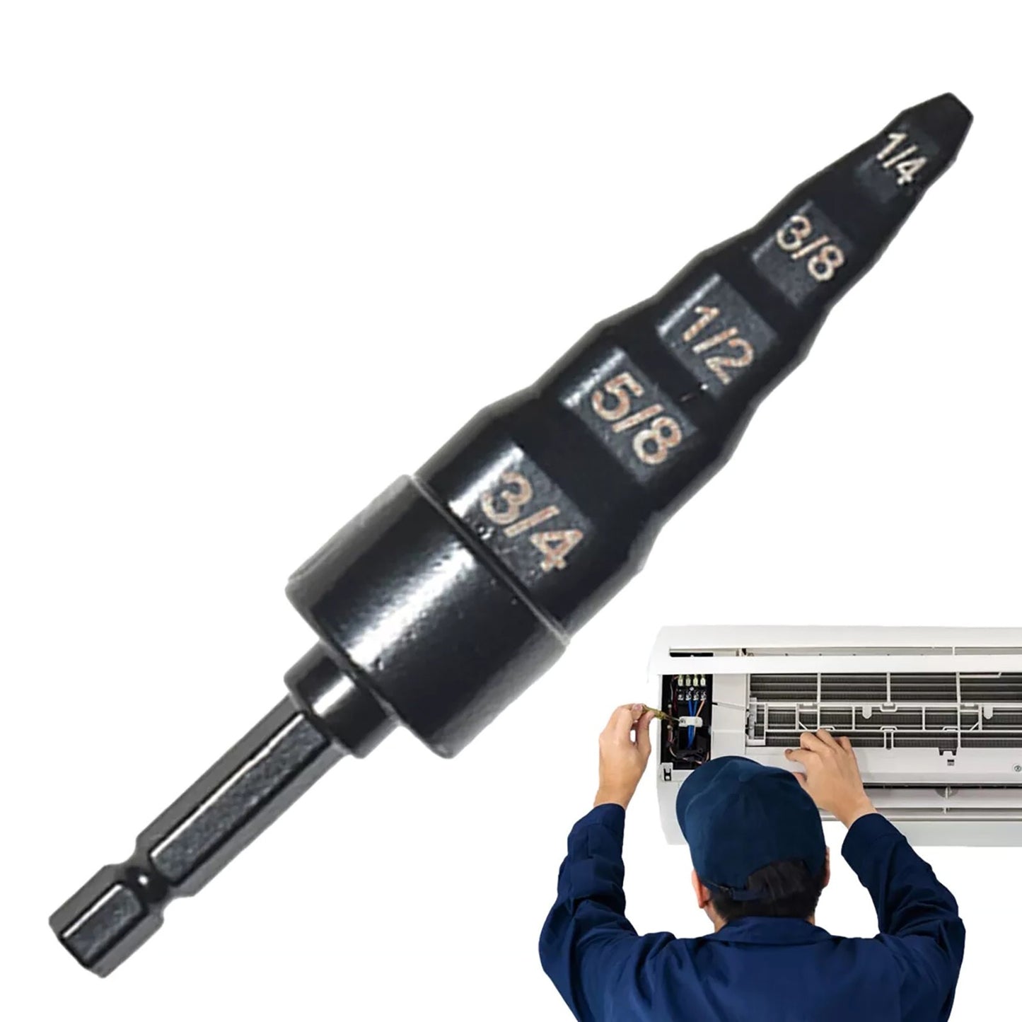 AC Air Conditioner Copper Pipe Tube Expander Swaging Tool Kit Drill Bit Flaring