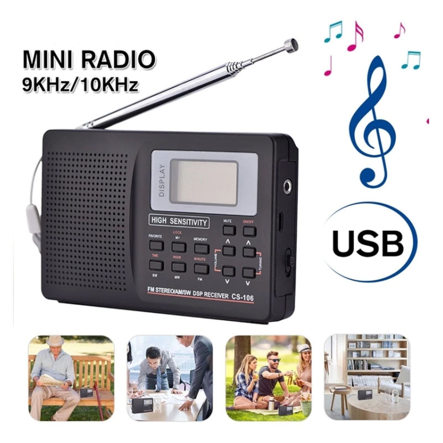 1Pc Portable Digital Radio LCD Display FM/AM/SW/MW Full Frequency Receiver