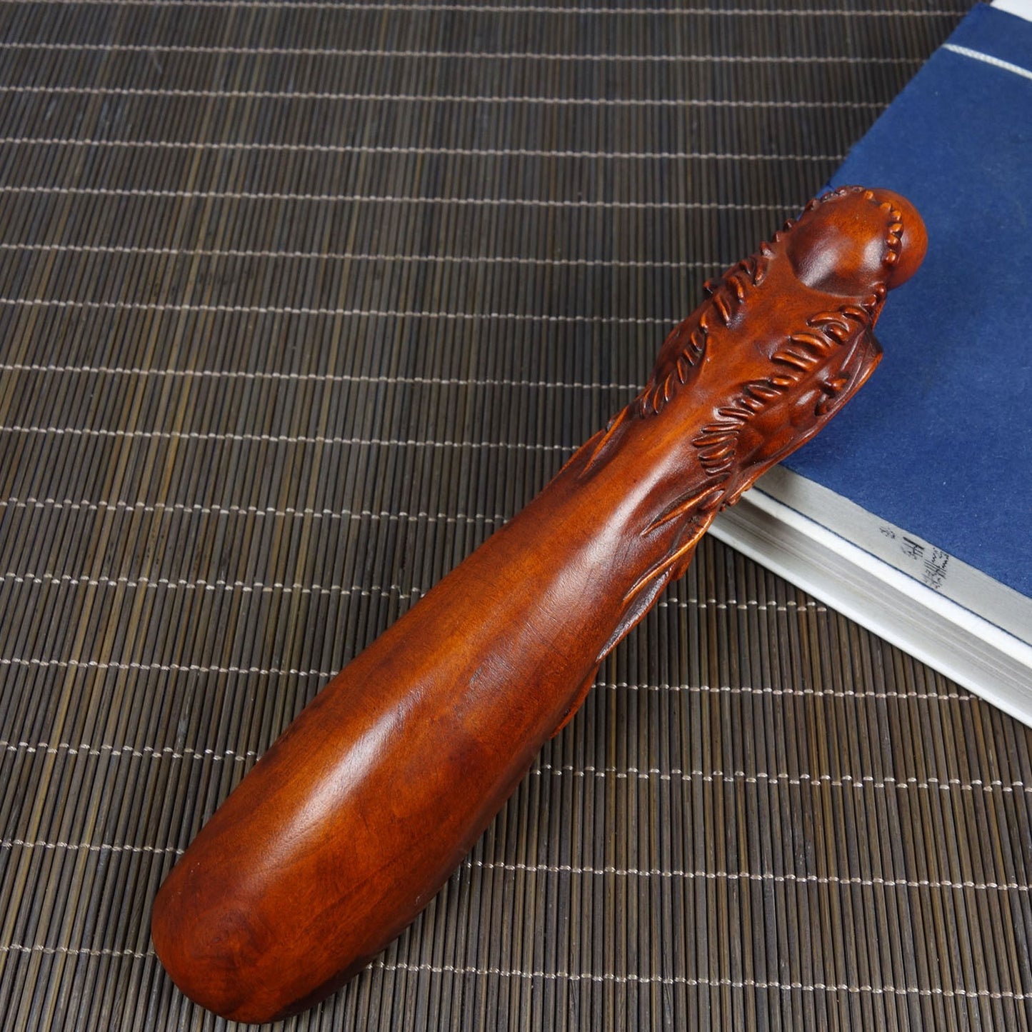 Vintage Boxwood Tea Scoop 5.91in 47g Dragon Pearl Carved Tea Tool