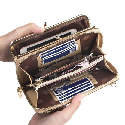 Wallets Wood Grain Chain Long Phone Holder Classic Purse Zipper Wallet 11*5*20CM