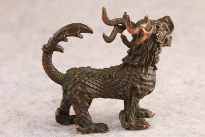 Chinese Collection Handmade cast kirin figure Statue table decoration tea pet