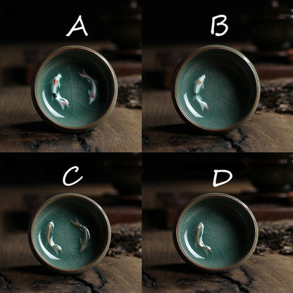 Chinese Longquan Celadon Porcelain China Tea Cup and Saucer Tea Bowl with Golden