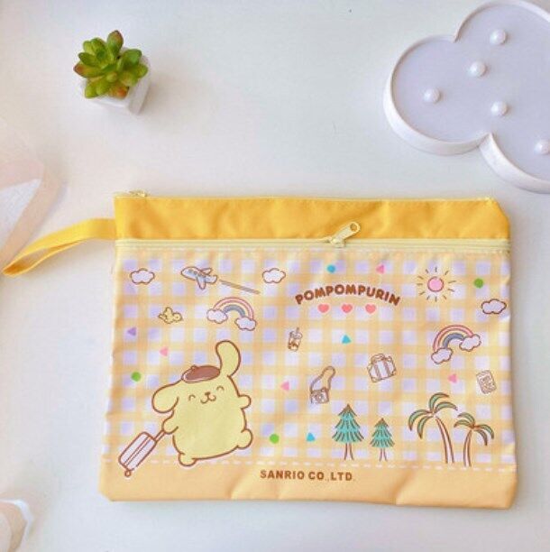 Cute Cartoon File Bag, Canvas A4 Double-Layer Tutoring Bag, Information Bag