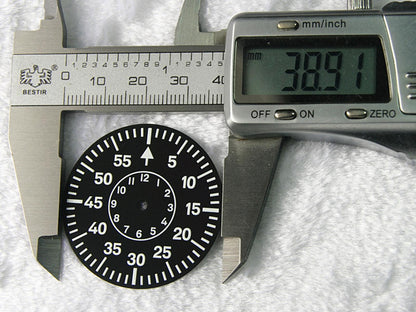 38.9MM Watch Pilot Dial Green Luminous Face Plate For ETA 6497 6498 Second @6/9