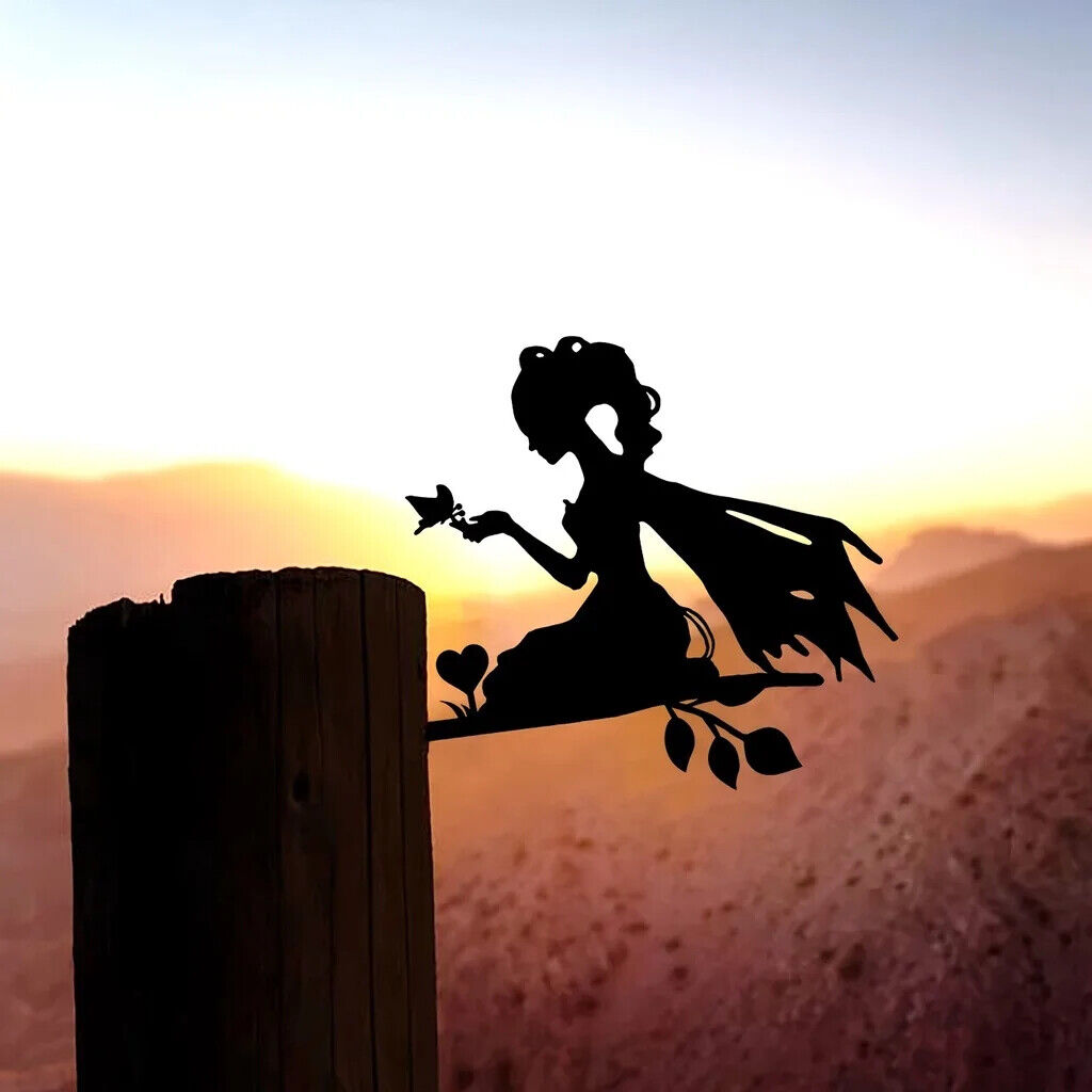 Elf Princess On Branch Steel Silhouette Metal Wall Art Home Garden Yard