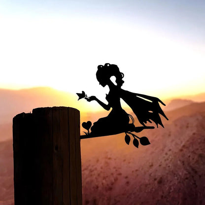 Elf Princess On Branch Steel Silhouette Metal Wall Art Home Garden Yard