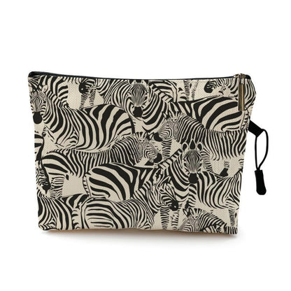 Water Resistant Makeup Bag Zebra Stripe Brown Pink Leopard Print Cosmetic Purse