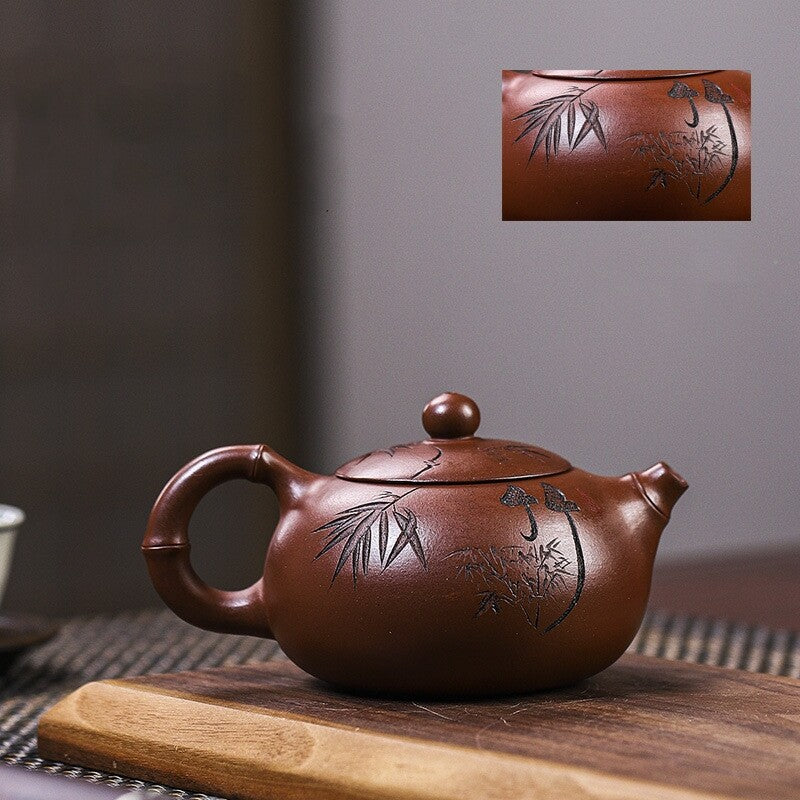 China Yixing Zisha Dicaoqing Clay Marked Tea Pot Original Ore Handmade Pot 8.8oz