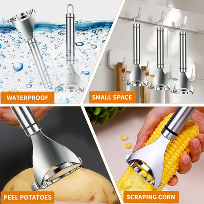 4x Stainless Steel Corn Cob Peeler Stripper Remover Kitchen Cutter Thresher Tool