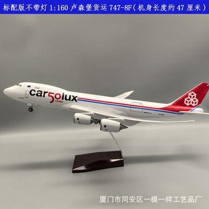 1/160 Luxembourg Airlines 747-8F Cargo Aircraft Model Airplane Display Ornament
