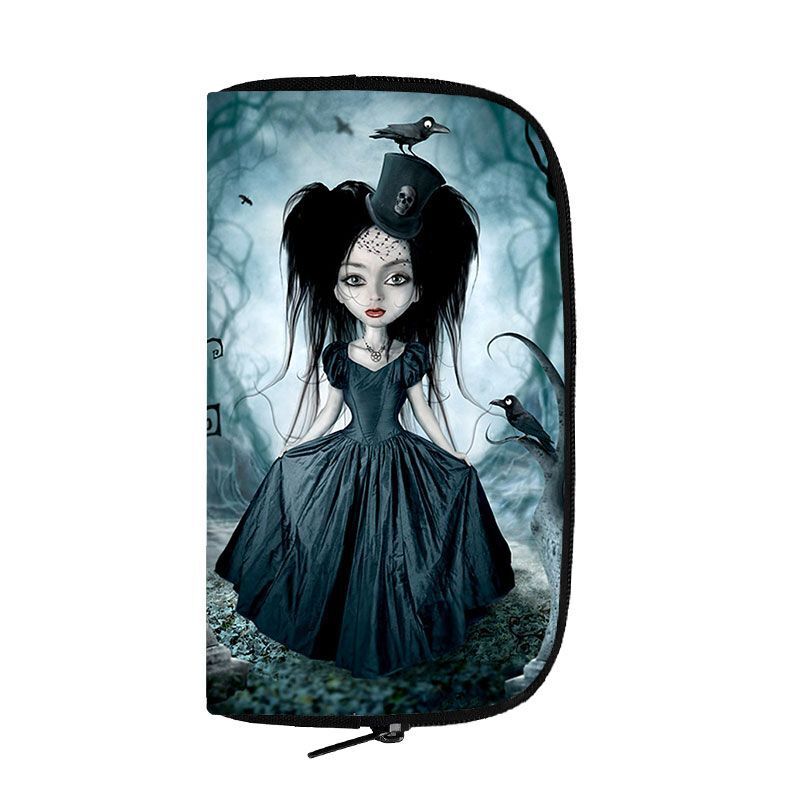Cartoon Gothic Wallets Cute Purse Clutch Bag Phone Holder Ladies Coin Bags Long