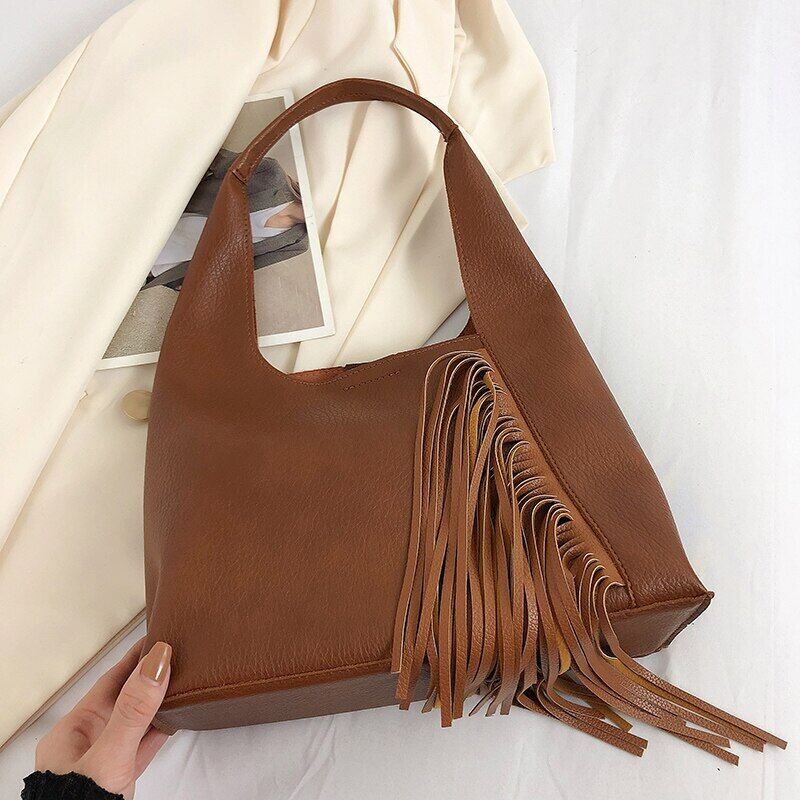 Small Handbag Women Spring Travel 2pcs/set Tassels Shoulder Bag