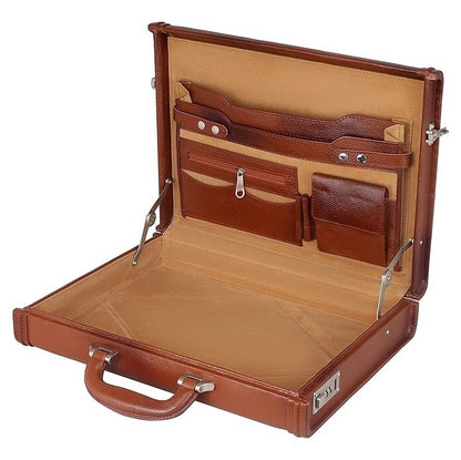 New Leather Travel Briefcase Side Combination Lock Office Business Handbag