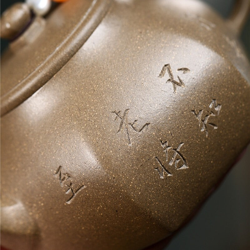 380ml marked tea pot hand carved real yixing zisha qing duan clay master pot new