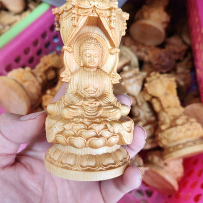 Yabai Wood Western Three Saints Buddha Hand Carved Decor