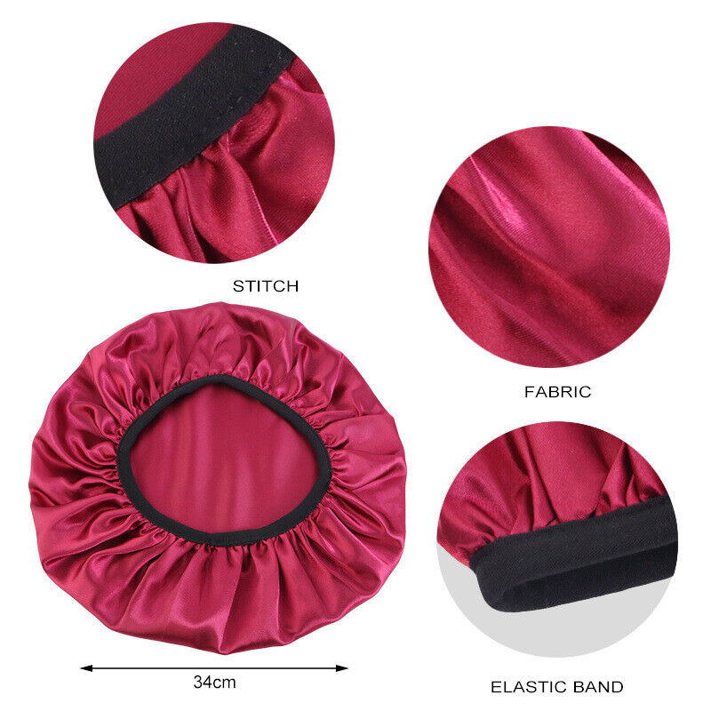 Stretch Thin Brim Round Cap Makeup Cap Satin Nightcap Nursing Hat Solid Color ⊰