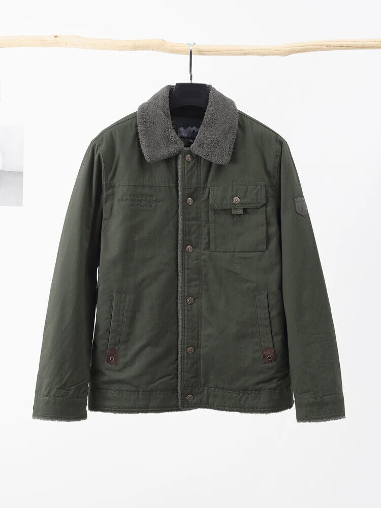 Thicken Jacket Man Warm Turndown Coats Men Solid Long Sleeves Outwears