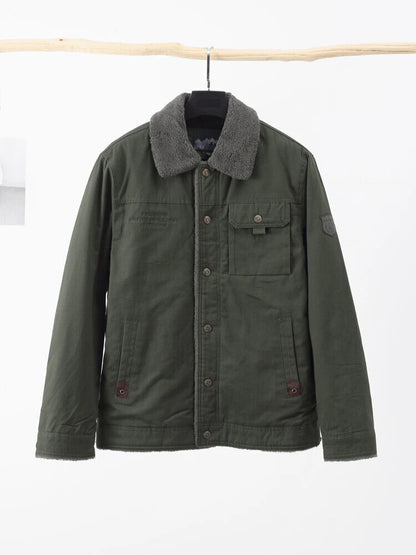 Thicken Jacket Man Warm Turndown Coats Men Solid Long Sleeves Outwears