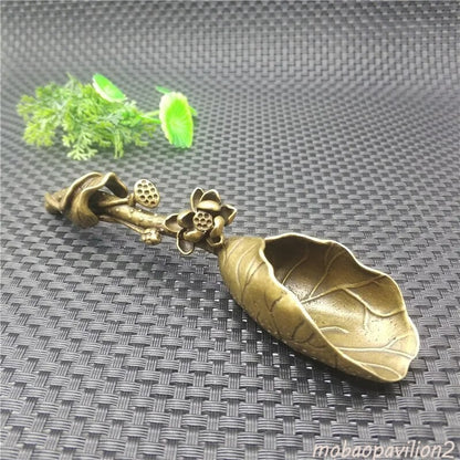 New Buddhist Lotus Tea Shovel Pure Copper Spoon Simple Zen Tea Pet Decoration